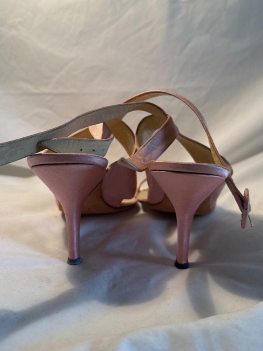 Rare Vintage Manolo Blahnik Ballet Pink Silk Heels - Picture 5 of 8